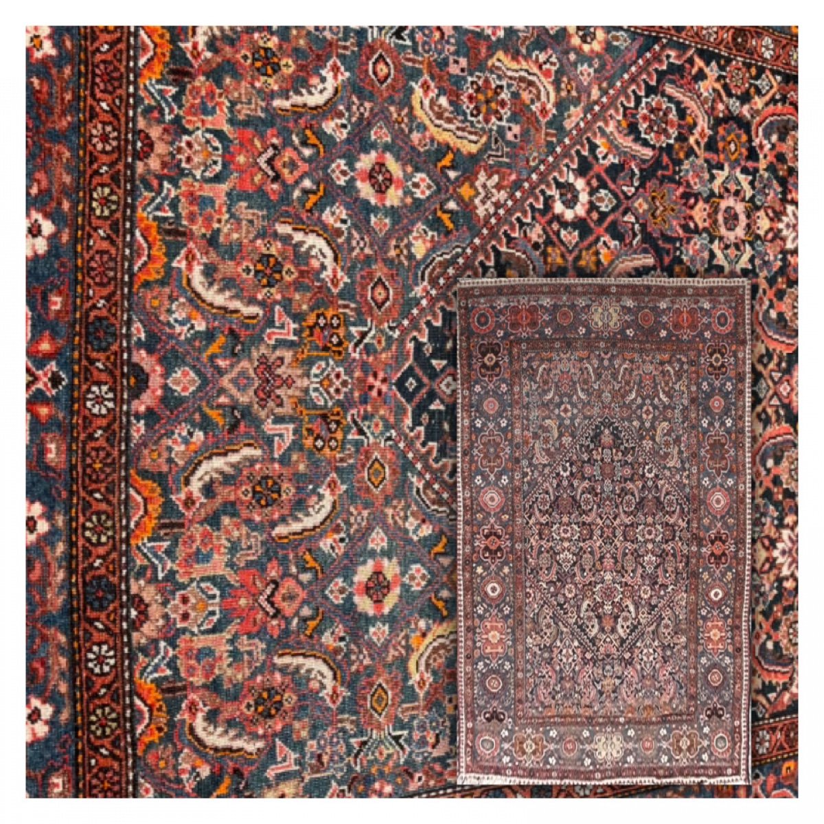 Antique Persian Bakhtiari Bibibaf Carpet Circa 1920