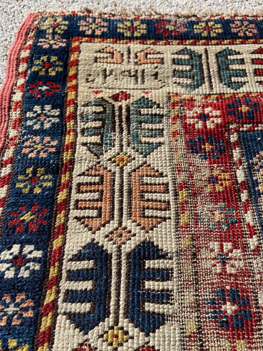 Hand Woven Antique Rug From The Caucasus. Dated 1306.-photo-1