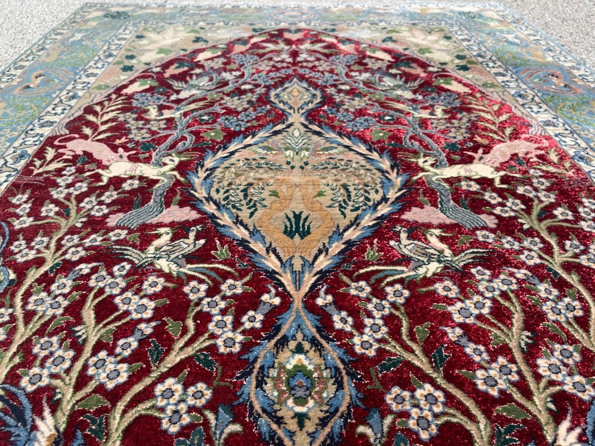 Tapis Persan Ispahan Laine et Soie Vers 1970-photo-3