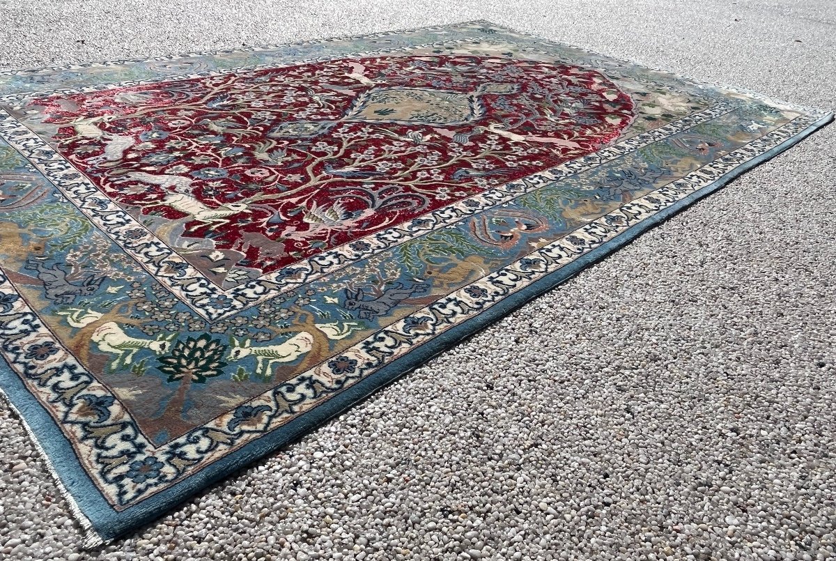 Tapis Persan Ispahan Laine et Soie Vers 1970-photo-2