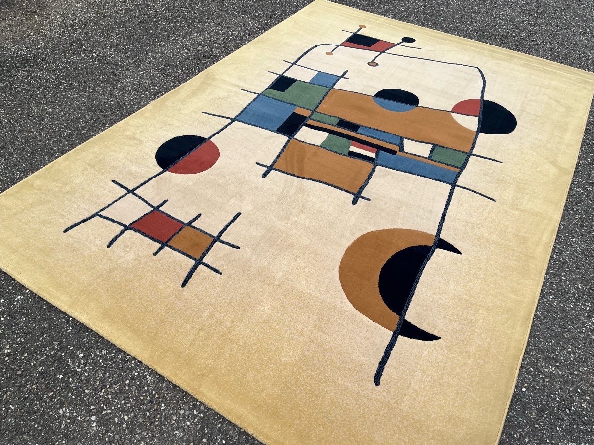 Tapis Art Déco Tufté main, d' Après Joan Miró-photo-3