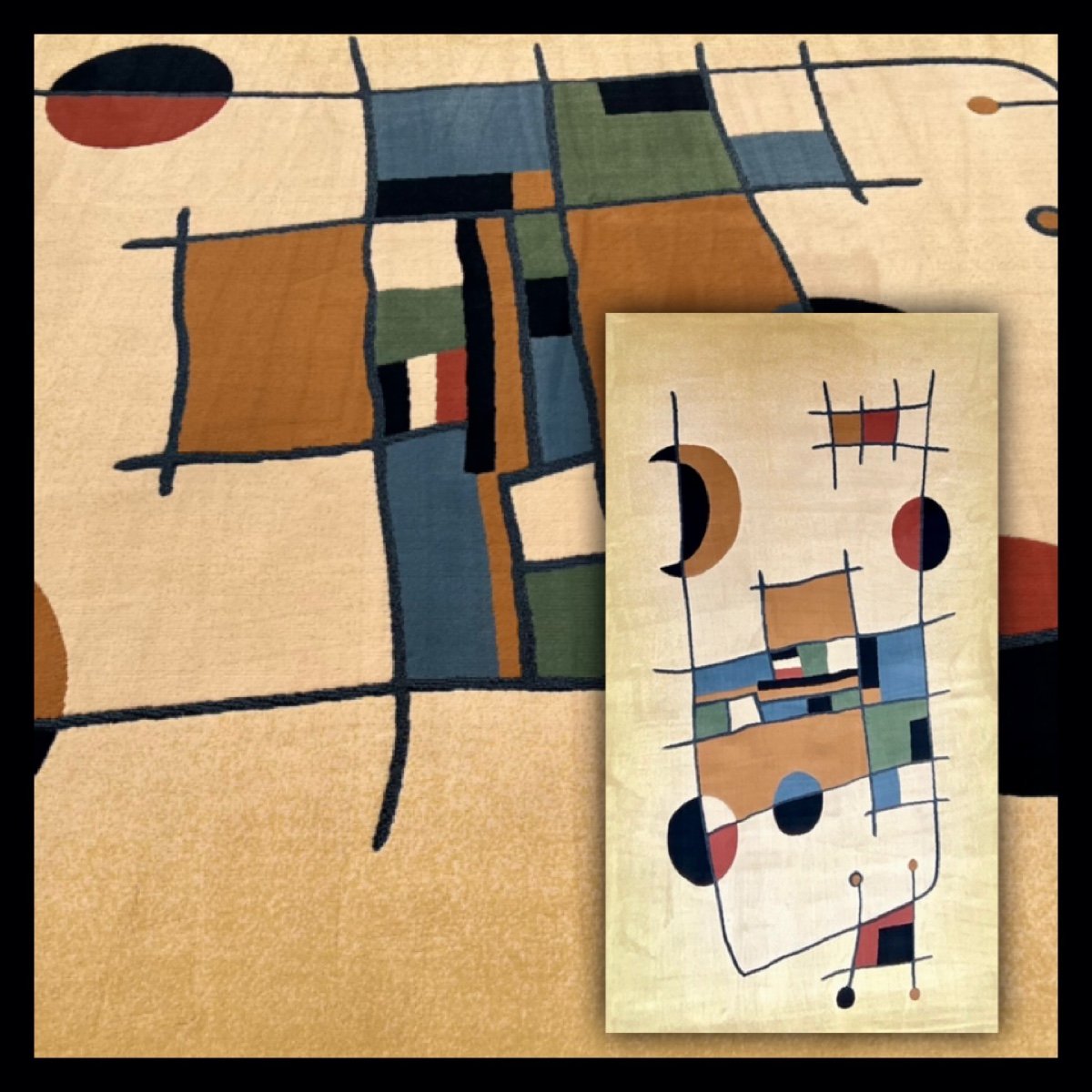 Tapis Art Déco Tufté main, d' Après Joan Miró