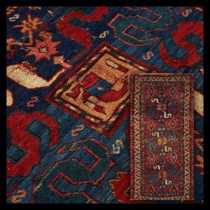 Old Caucasus Carpet, Kazak Cloud Band, Circa 1880 