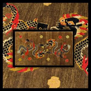 Antique Tibetan Rug With Dragon Patterns 200x120 Cm