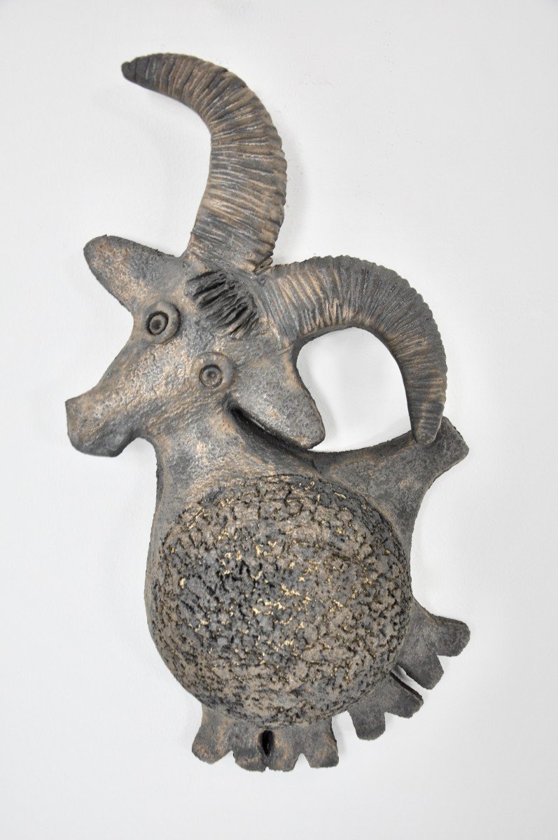 Ceramic Wall Goat By Dominique Pouchain