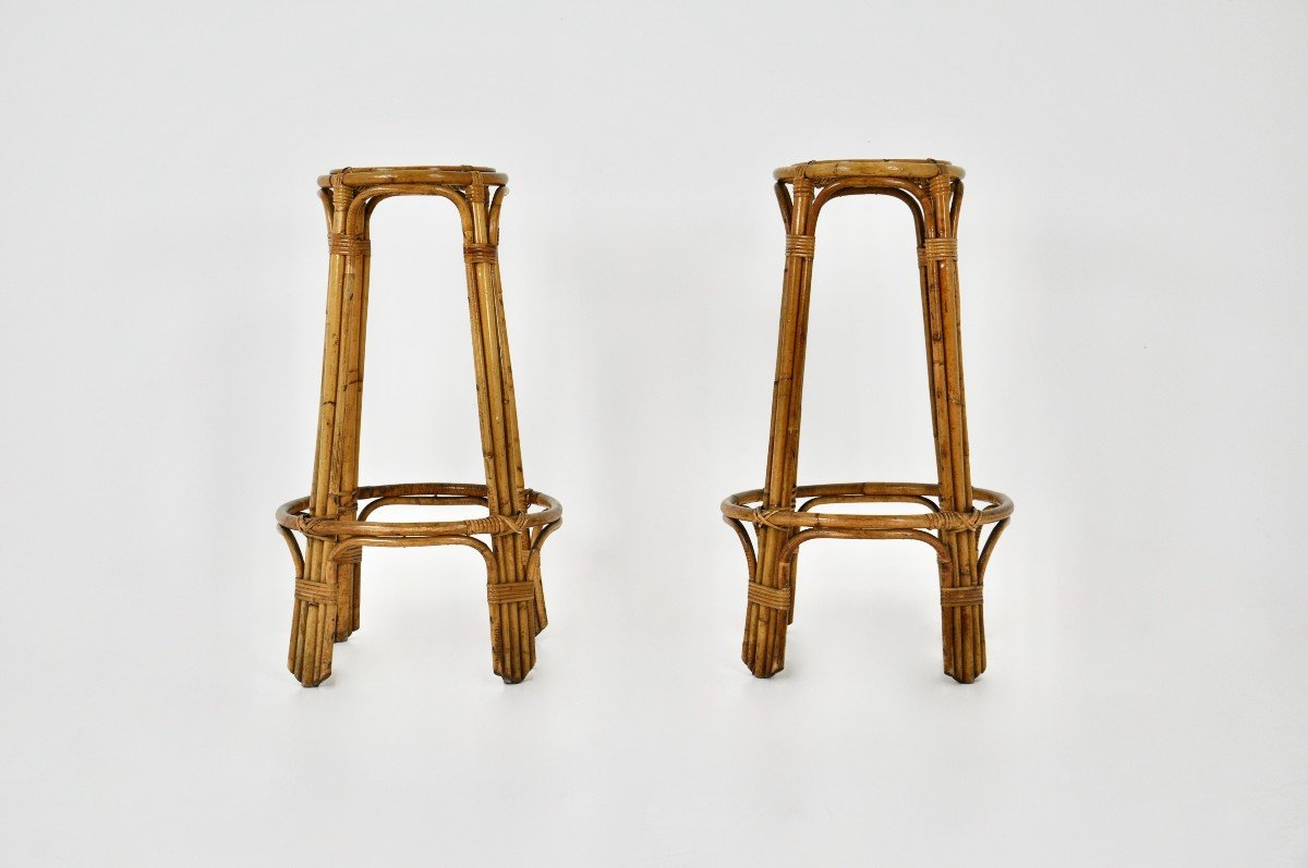 1960s Rattan Stools, Set Of 2