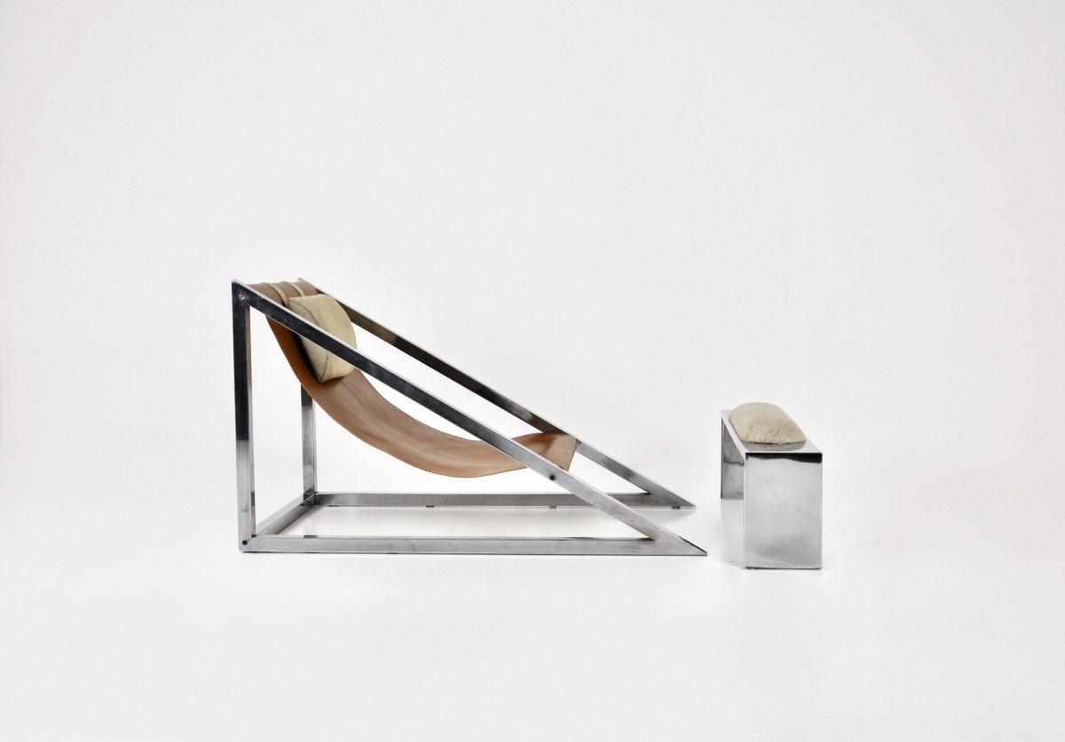 “mies” Lounge Chair With Ottoman By Archizoom Associati, 1960s-photo-3
