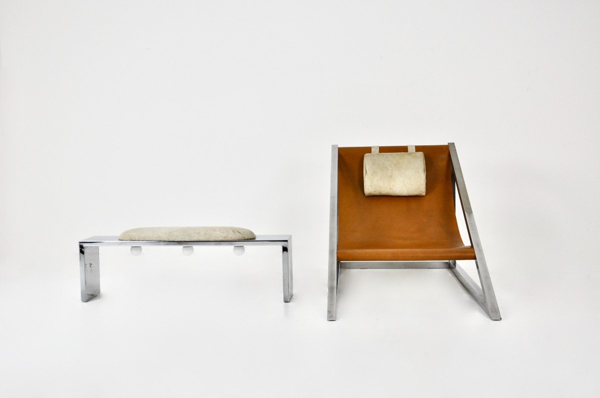 “mies” Lounge Chair With Ottoman By Archizoom Associati, 1960s-photo-4