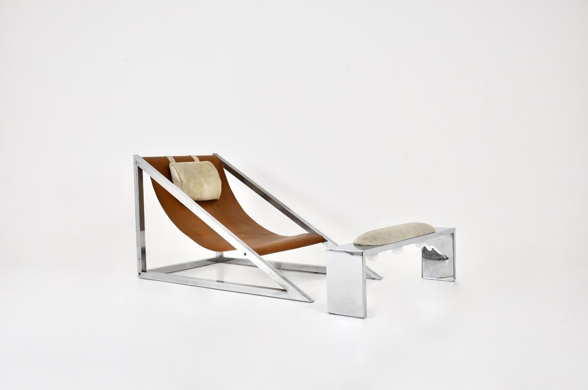 “mies” Lounge Chair With Ottoman By Archizoom Associati, 1960s