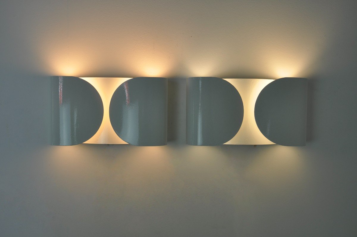 Set Of 2 White Foglio Wall Lamps By Tobia & Afra Scarpa For Flos, 1960s-photo-2