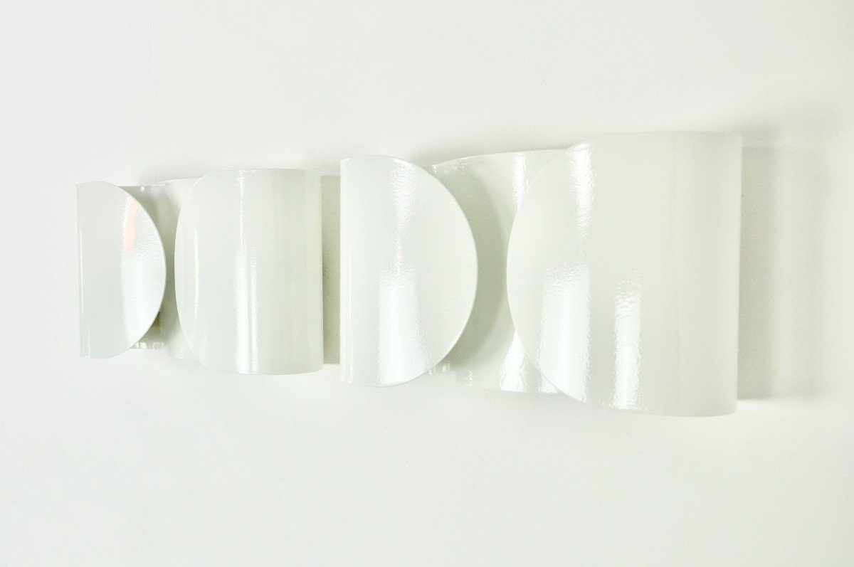 Set Of 2 White Foglio Wall Lamps By Tobia & Afra Scarpa For Flos, 1960s-photo-1