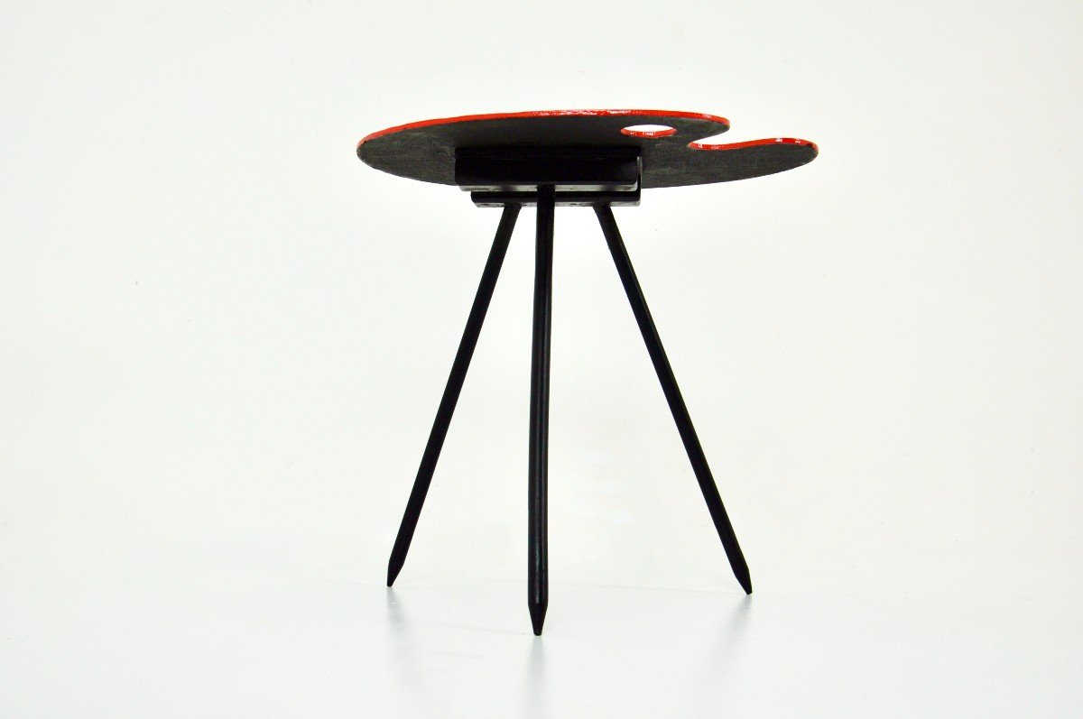 Table d'Appoint Exposition 1958 Par Lucien De Roeck Pour Bois Manu-photo-4