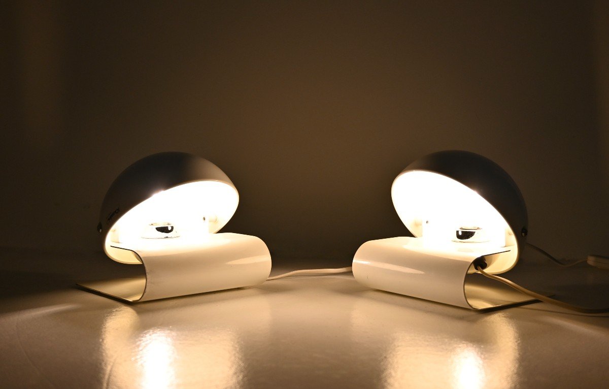 Lampes  Bugia Blanches De Giuseppe Cormio Pour Iguzzini, Années 1970, Ensemble De 2-photo-2