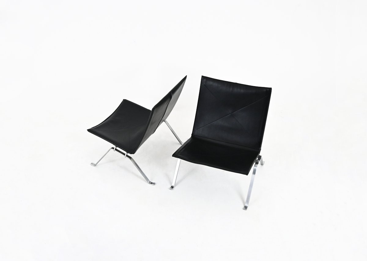 Set Of 2 Pk22 Armchairs By Poul Kjærholm For Fritz Hansen, 1990s-photo-1