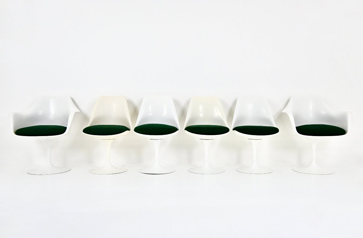 Ensemble De 6 Chaises Tulip Par Eero Saarinen Pour Knoll International, 1970s-photo-2