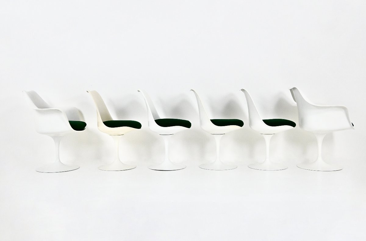 Ensemble De 6 Chaises Tulip Par Eero Saarinen Pour Knoll International, 1970s-photo-3