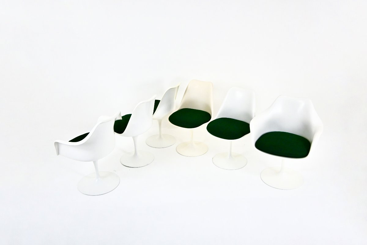 Ensemble De 6 Chaises Tulip Par Eero Saarinen Pour Knoll International, 1970s-photo-1