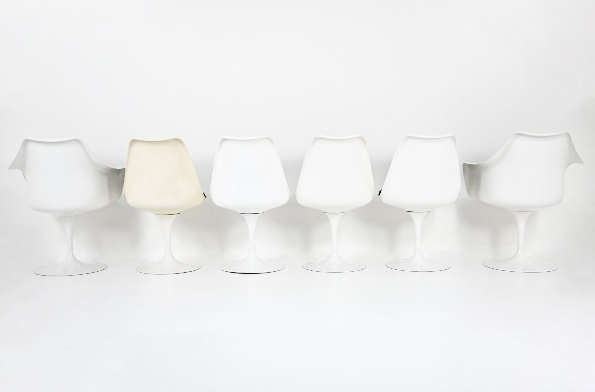 Ensemble De 6 Chaises Tulip Par Eero Saarinen Pour Knoll International, 1970s-photo-2