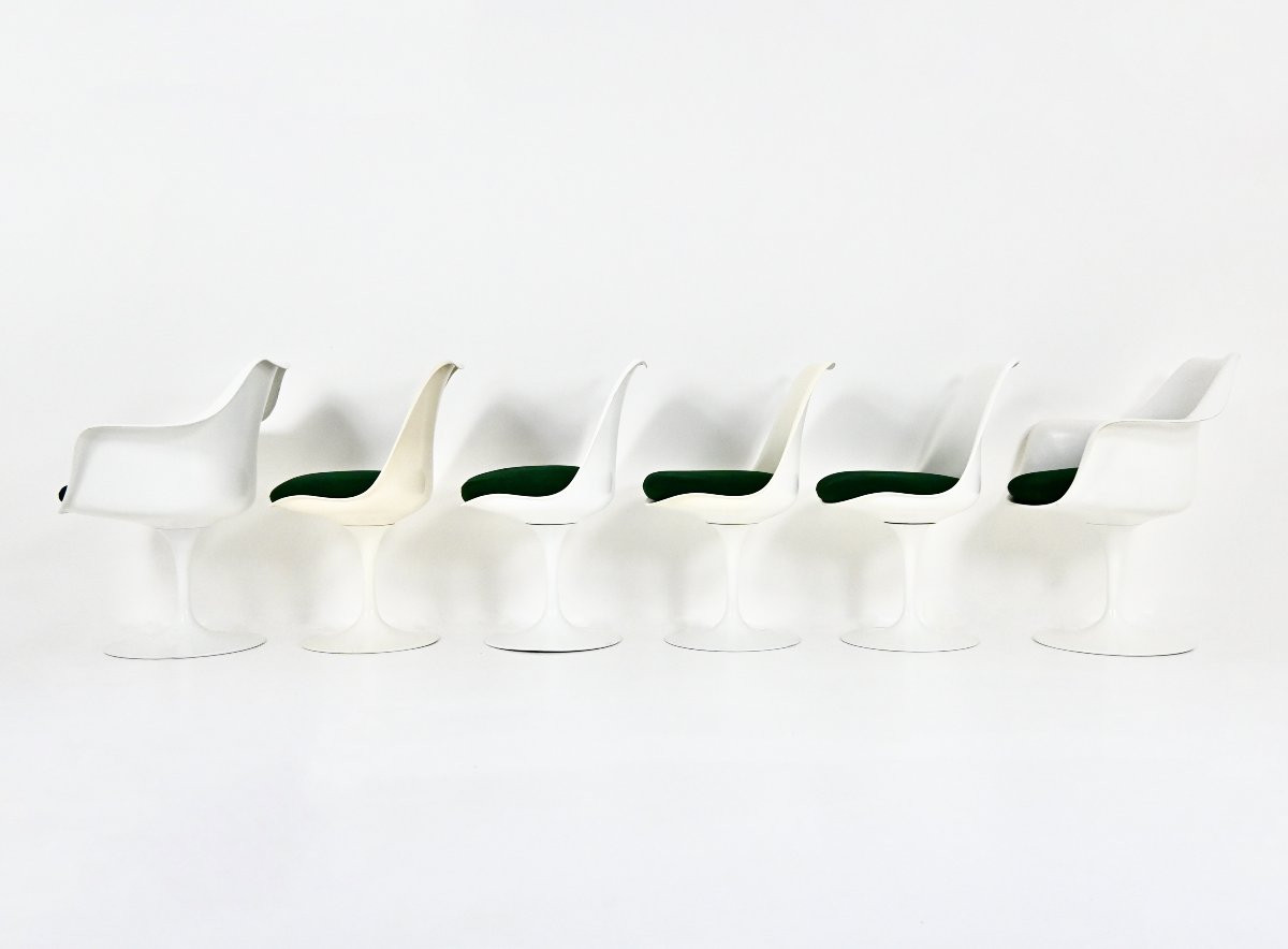 Ensemble De 6 Chaises Tulip Par Eero Saarinen Pour Knoll International, 1970s-photo-3