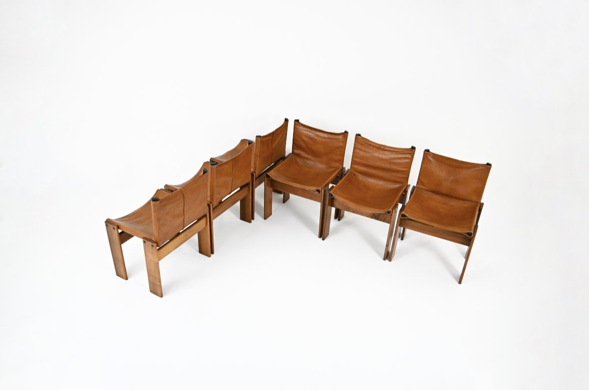 Set De 6 Chaises De Salle à Manger Monk Par Afra & Tobia Scarpa Pour Molteni, 1970s-photo-1