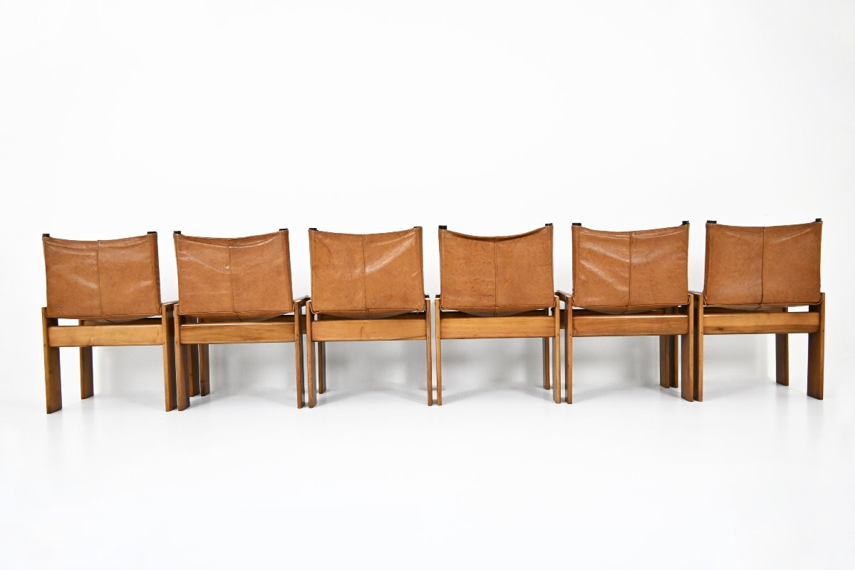 Set De 6 Chaises De Salle à Manger Monk Par Afra & Tobia Scarpa Pour Molteni, 1970s-photo-2