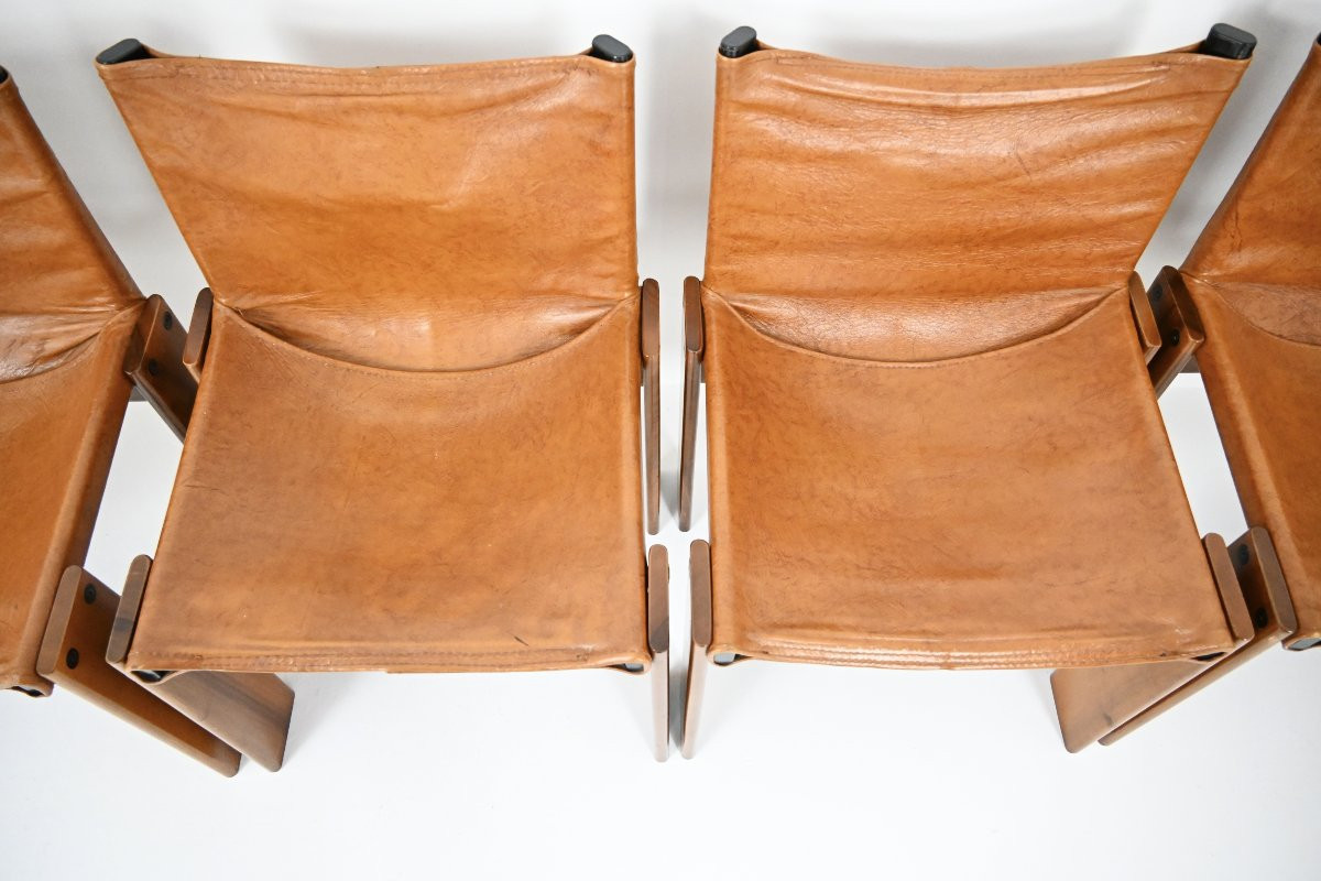 Set De 6 Chaises De Salle à Manger Monk Par Afra & Tobia Scarpa Pour Molteni, 1970s-photo-4