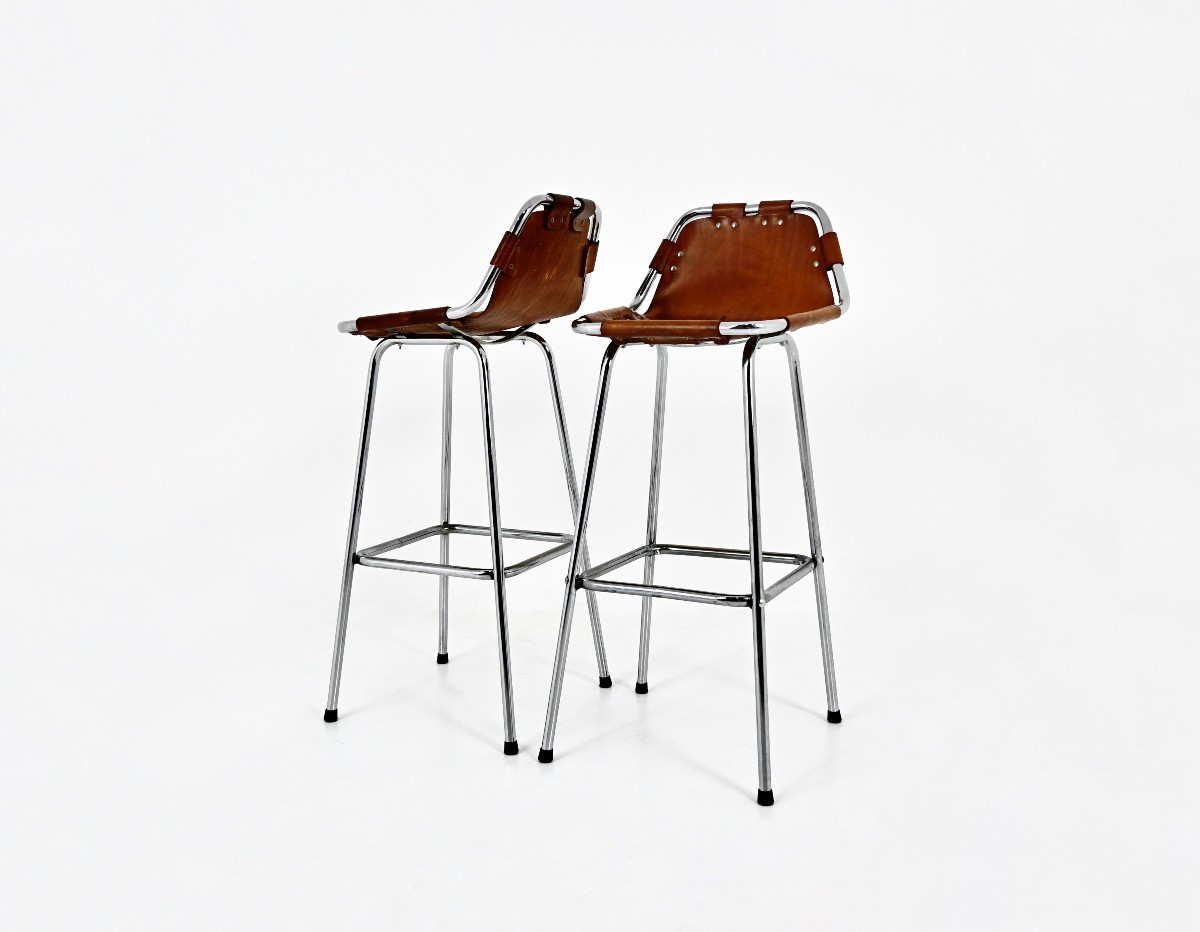 Set Of 2 Les Arcs Stools By Charlotte Perriand, 1960s