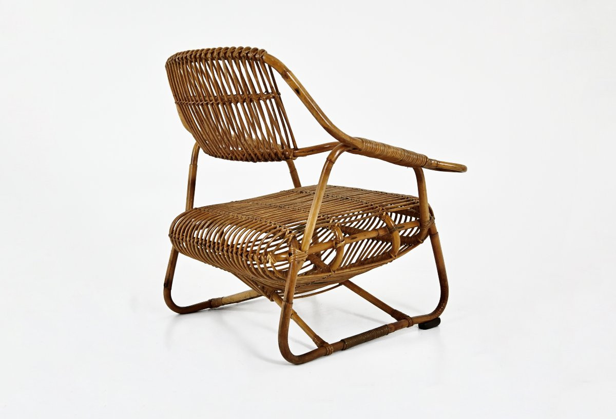 Pair Of Italian Rattan Armchairs, 1960s-photo-4