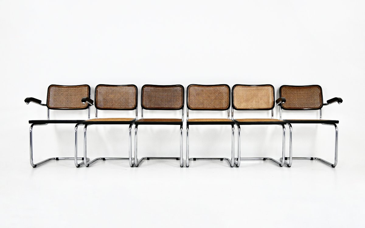 Set Of 6 B32 Style Dining Chairs By Marcel Breuer -photo-2