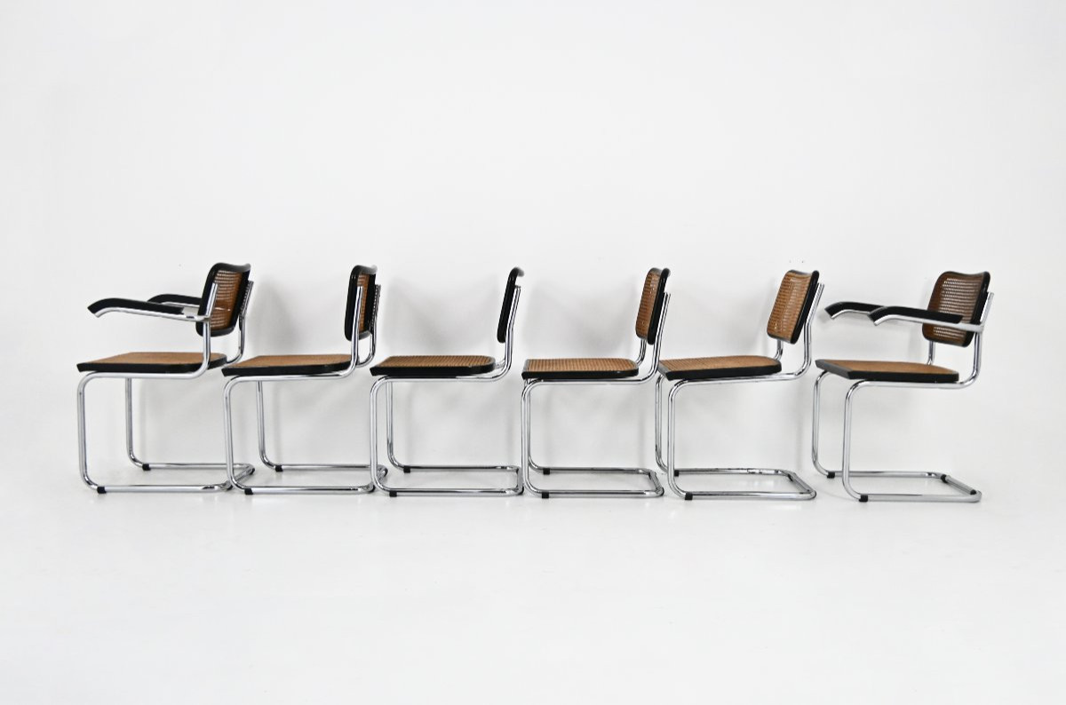 Set Of 6 B32 Style Dining Chairs By Marcel Breuer -photo-4