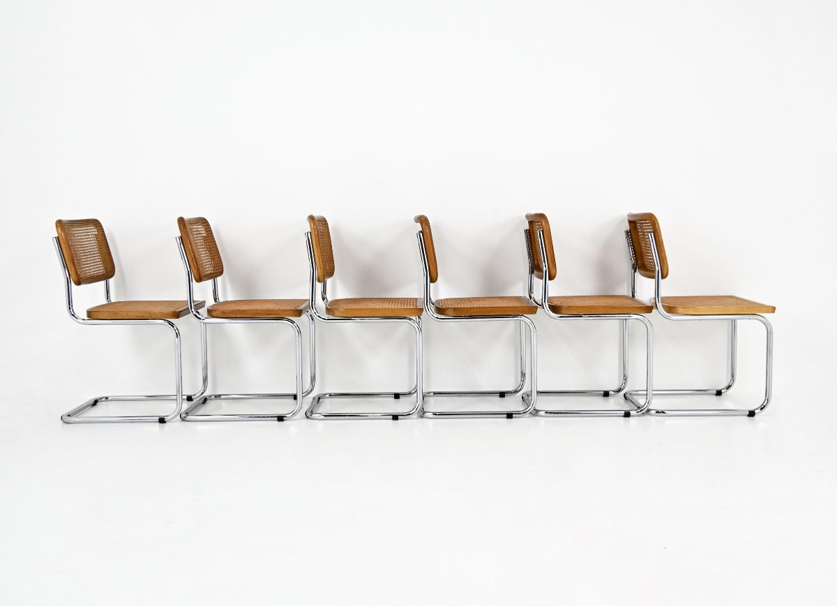 Set de 6 Chaises de salle à manger Style B32 par Marcel Breuer, -photo-3