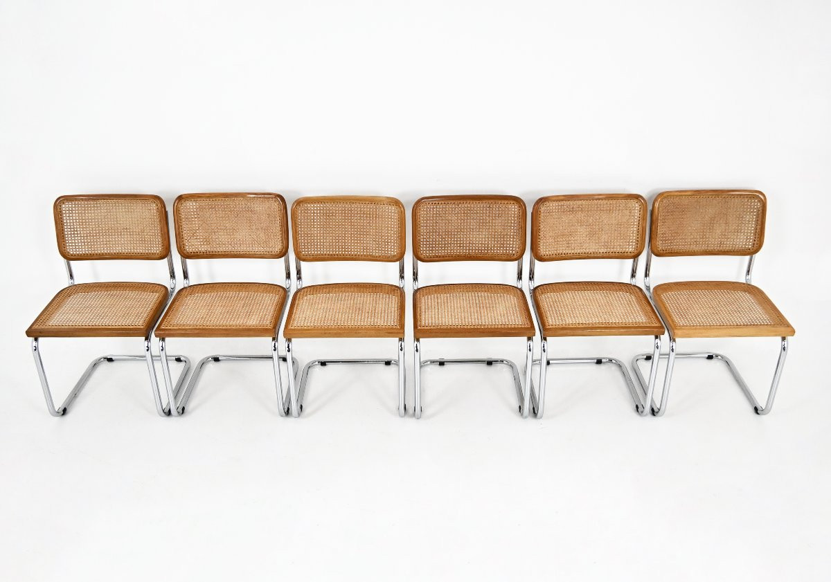 Set de 6 Chaises de salle à manger Style B32 par Marcel Breuer, -photo-2