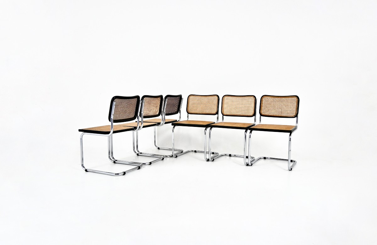 Set Of 6 B32 Style Dining Chairs By Marcel Breuer, 