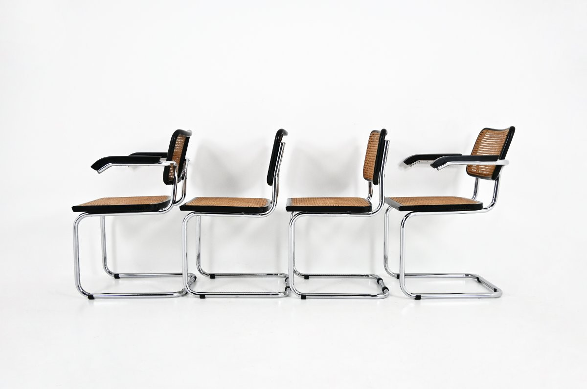 Set Of 4 B32 Style Dining Chairs By Marcel Breuer-photo-4