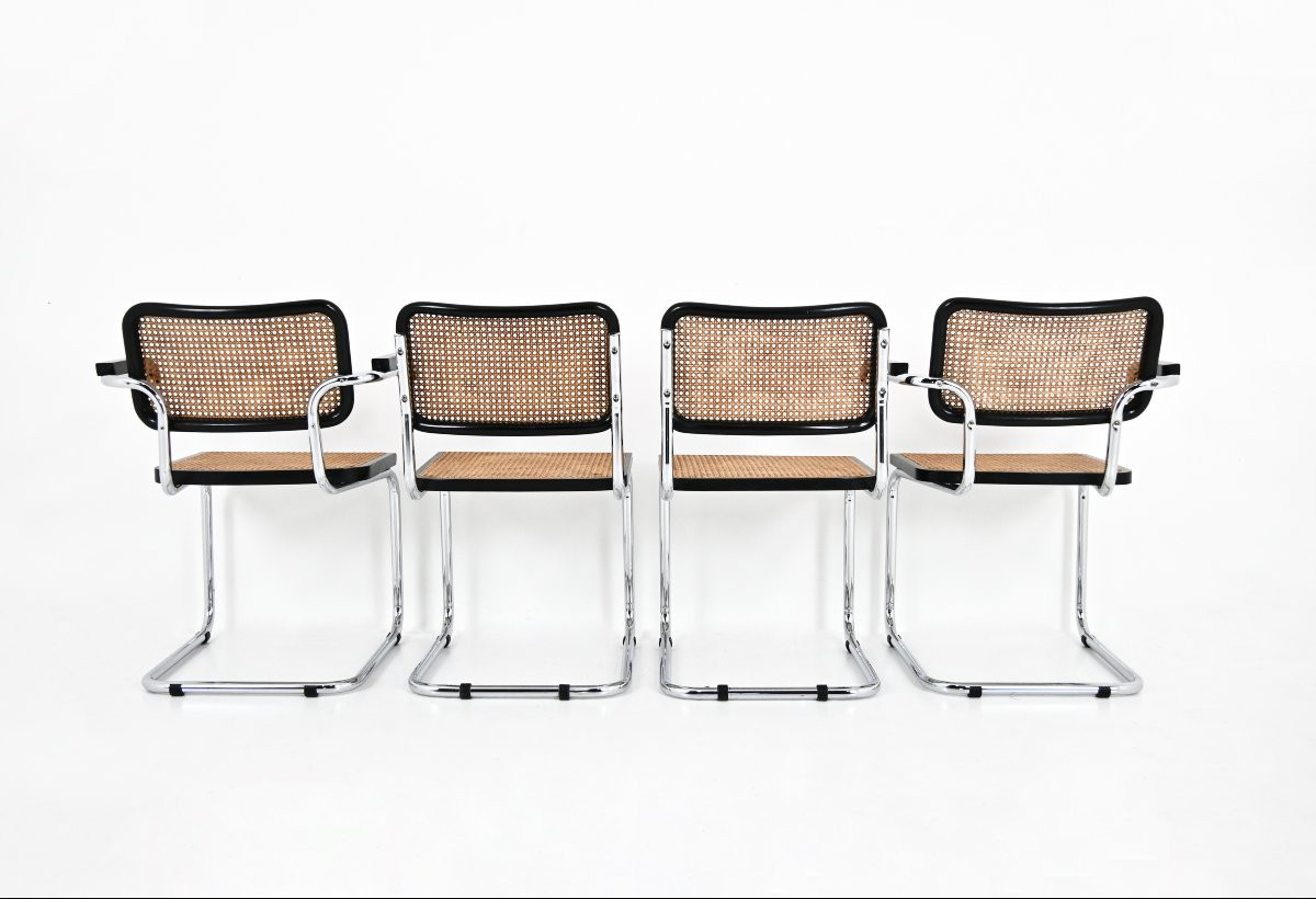 Set Of 4 B32 Style Dining Chairs By Marcel Breuer-photo-3