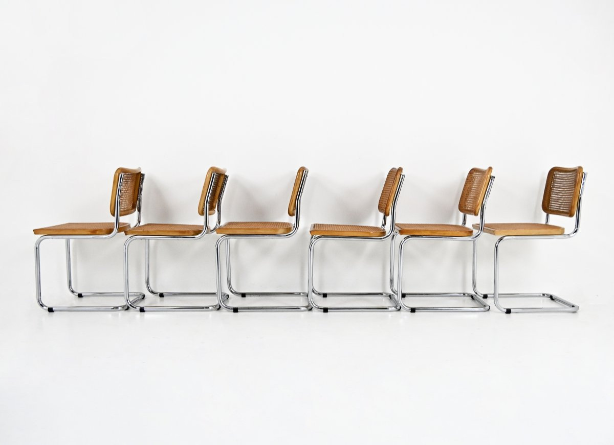 Set Of 6 B32 Style Dining Chairs By Marcel Breuer-photo-4