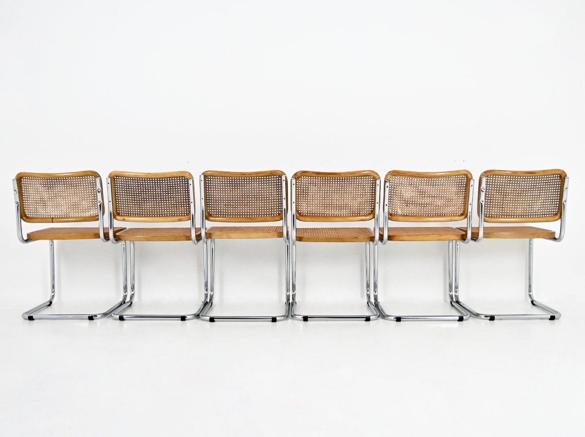 Set Of 6 B32 Style Dining Chairs By Marcel Breuer-photo-3