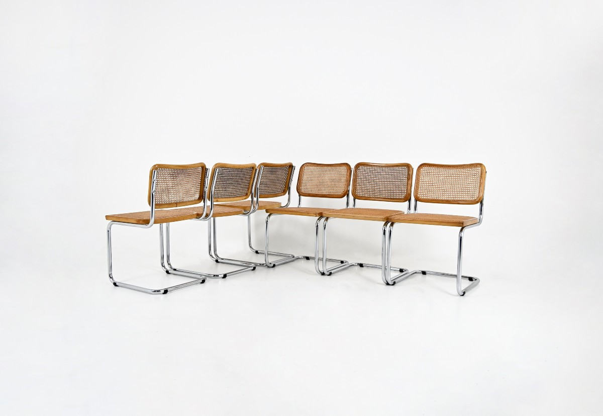 Set Of 6 B32 Style Dining Chairs By Marcel Breuer