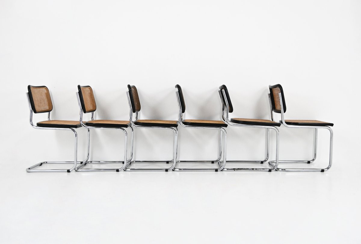 Set Of 6 B32 Style Dining Chairs By Marcel Breuer-photo-3