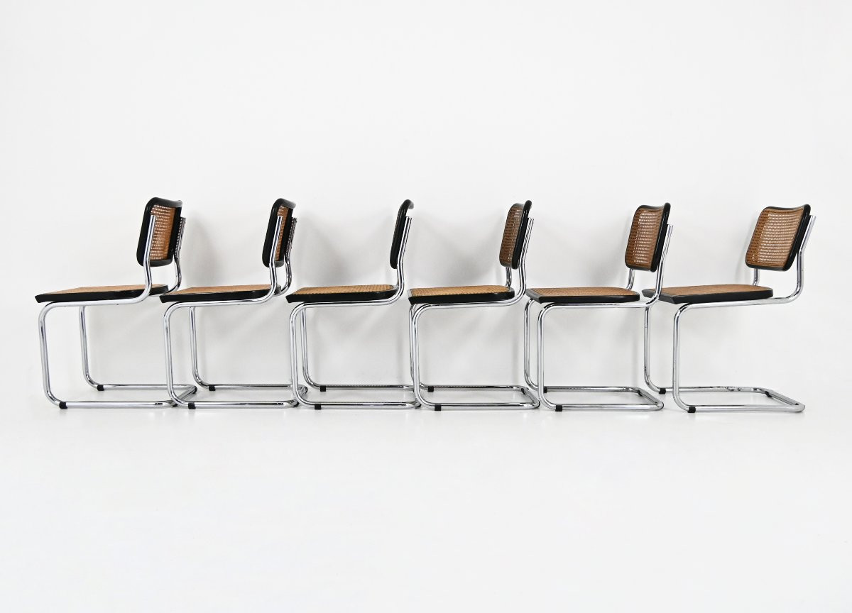 Set Of 6 B32 Style Dining Chairs By Marcel Breuer-photo-4