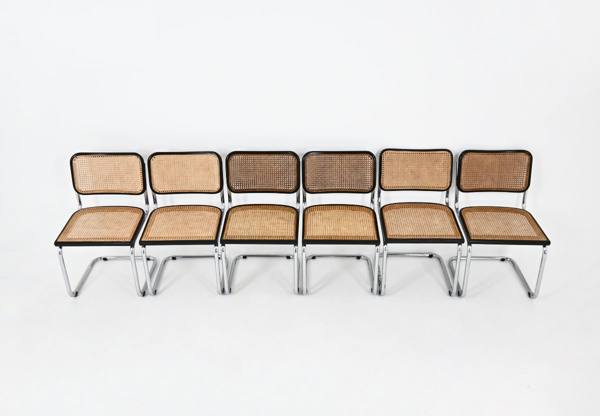 Set Of 6 B32 Style Dining Chairs By Marcel Breuer-photo-3