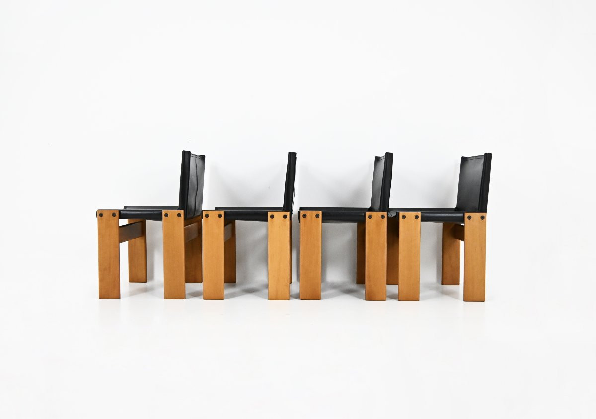 Ensemble de 4 Chaises Monk par Afra & Tobia Scarpa pour Molteni, années 1970-photo-2