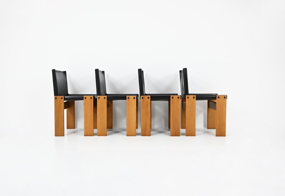 Ensemble de 4 Chaises Monk par Afra & Tobia Scarpa pour Molteni, années 1970-photo-3