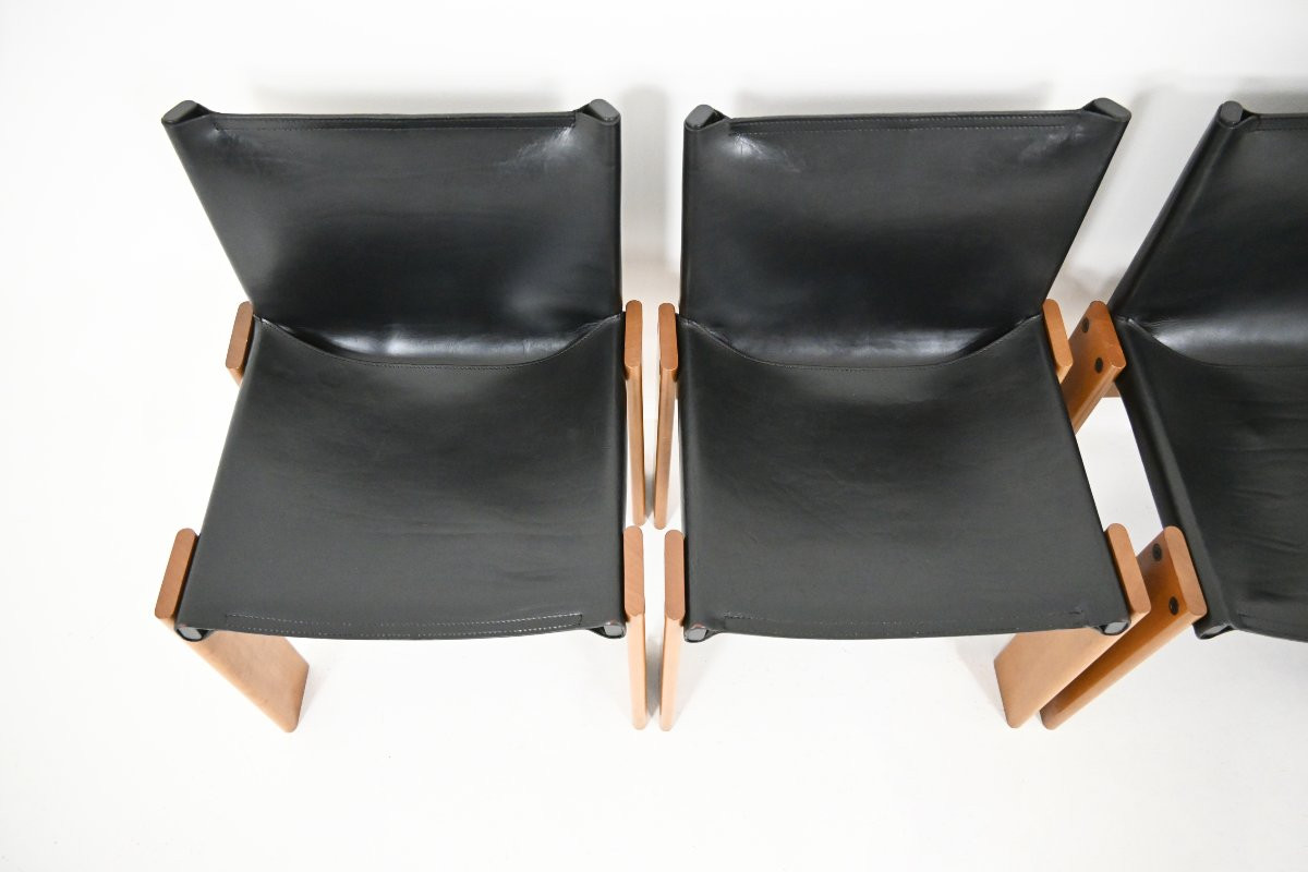 Ensemble de 4 Chaises Monk par Afra & Tobia Scarpa pour Molteni, années 1970-photo-5