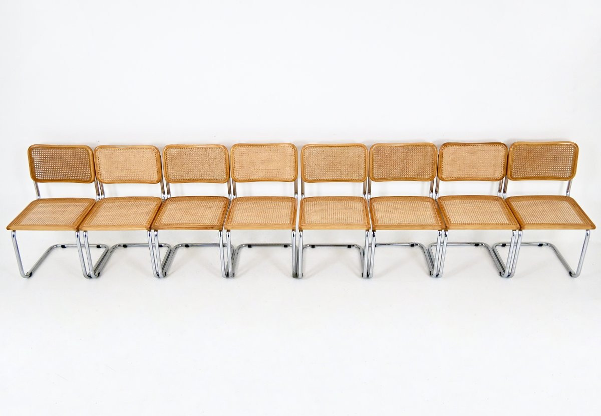 Ensemble de 8 Chaises de salle à manger Style B32 par Marcel Breuer-photo-3