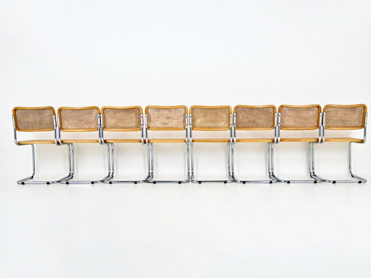 Ensemble de 8 Chaises de salle à manger Style B32 par Marcel Breuer-photo-4