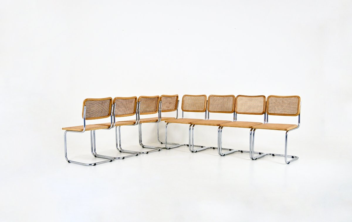 Ensemble de 8 Chaises de salle à manger Style B32 par Marcel Breuer-photo-1