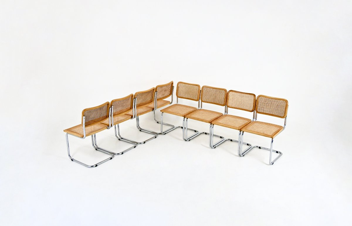 Ensemble de 8 Chaises de salle à manger Style B32 par Marcel Breuer-photo-2