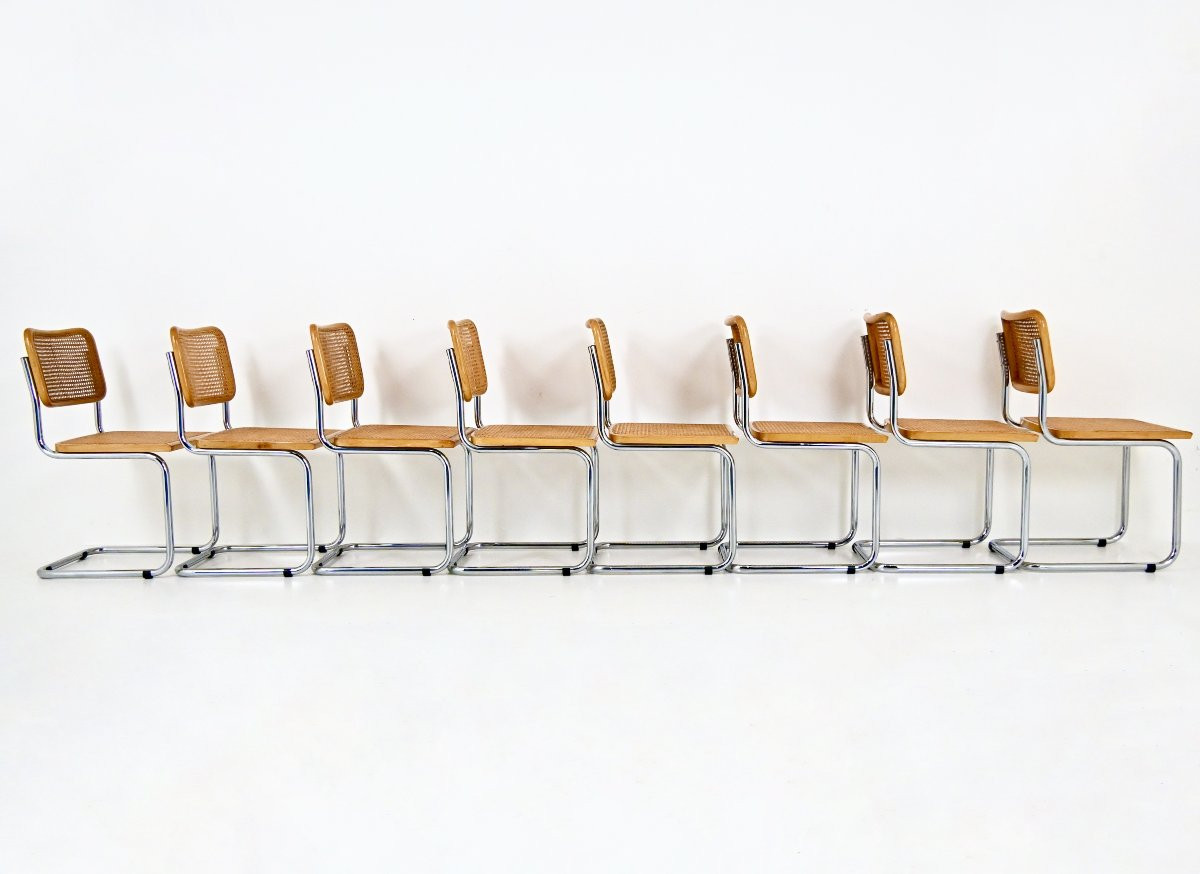 Ensemble de 8 Chaises de salle à manger Style B32 par Marcel Breuer-photo-3