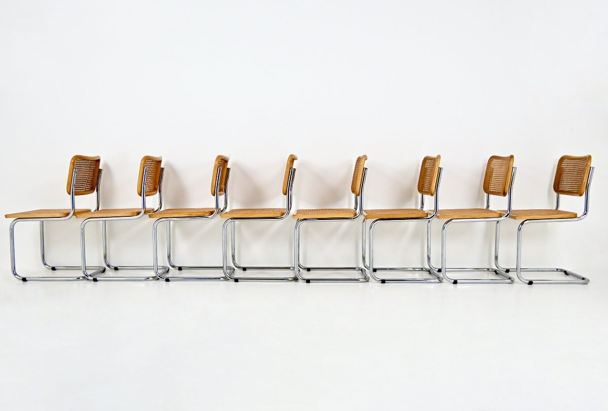 Ensemble de 8 Chaises de salle à manger Style B32 par Marcel Breuer-photo-4